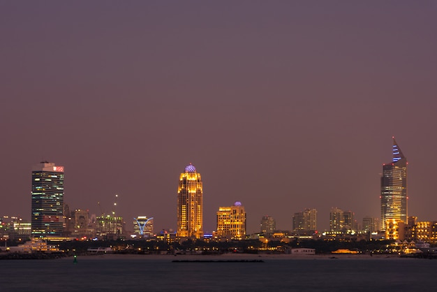 두바이 도시, 아랍 에미리트의 밤 풍경