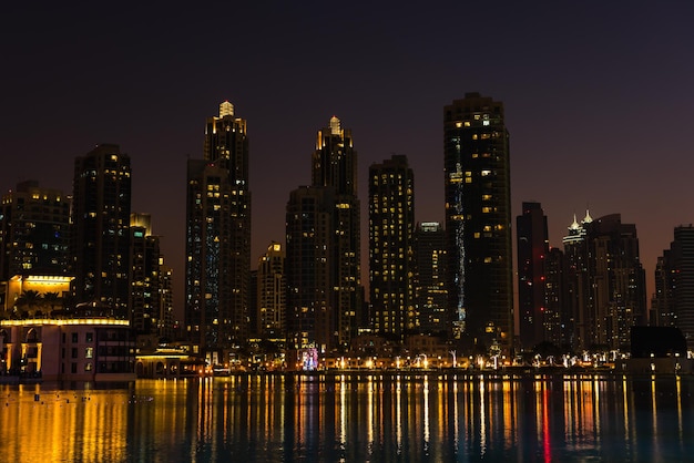 Night cityscape of Dubai city United Arab Emirates