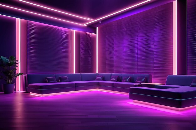 Night club background indoor interior neon lights glow purple backdrop