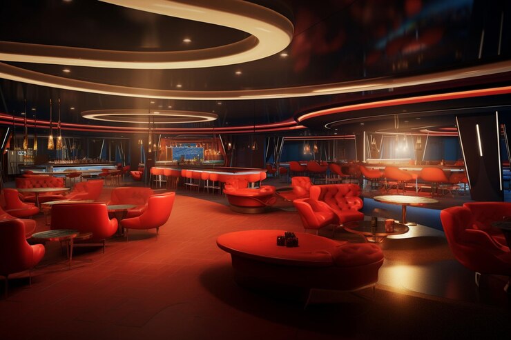 Photo night club interior in red