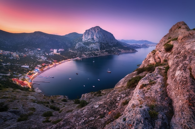 Night colorful mountain landscape