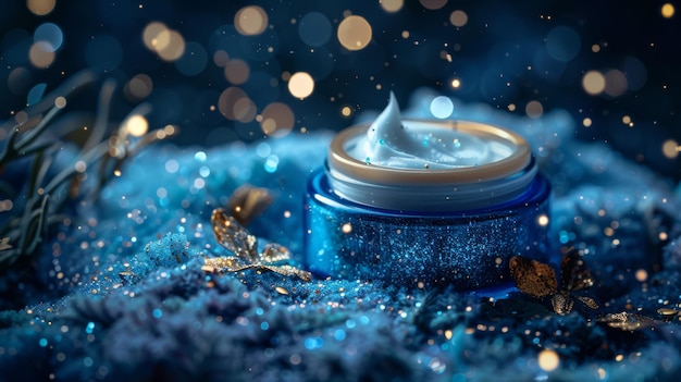 Night cream blending into the starry night sky representing rejuvenation