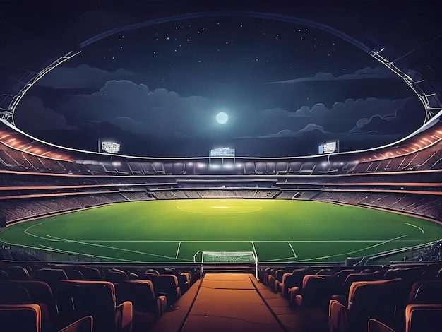 Night Cricket stadium illustration vector Football night stadium background vector