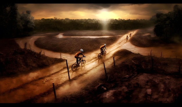 Photo night cycling mountain bike