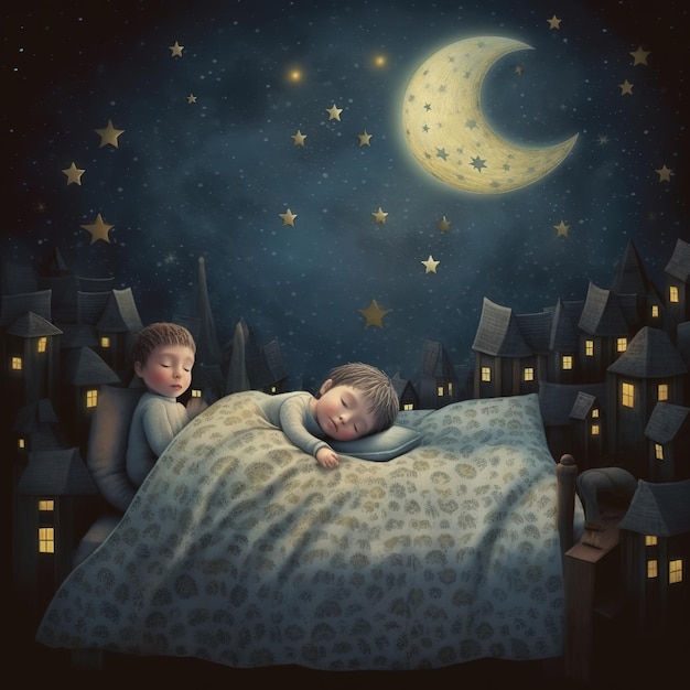 night dream of a child illustration