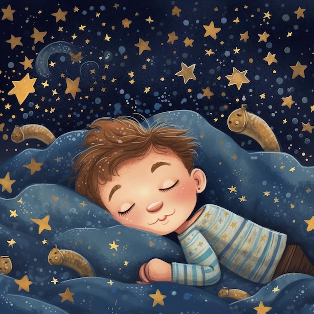 night dream of a child illustration