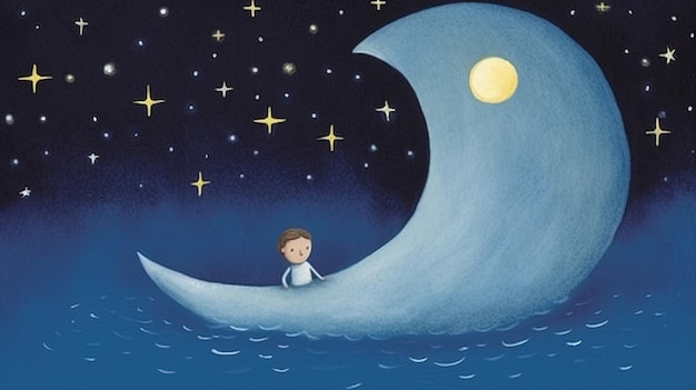 Foto sogno notturno di un'illustrazione del bambino