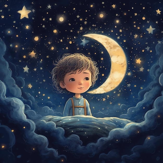 night dream of a child illustration