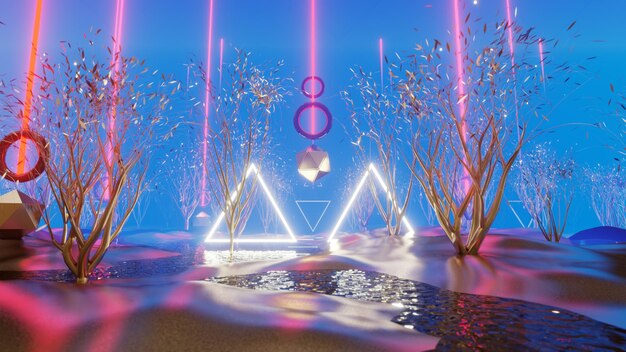night fantasy tree in summer background for advertising in festival  and celebrate scene