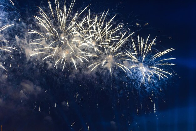 Night fireworks against the sky Scarlet sails