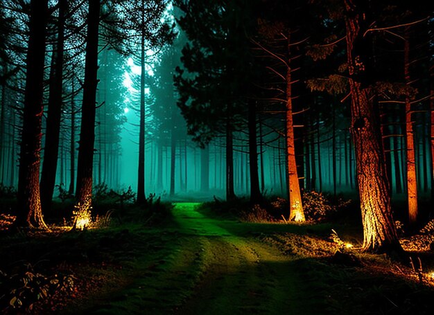 Night forest landscape