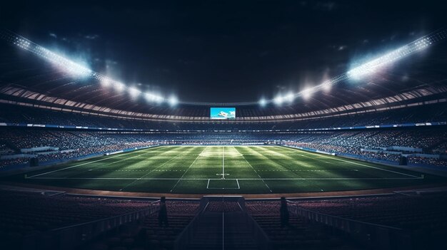 night grand football stadium with sport light evening night scene