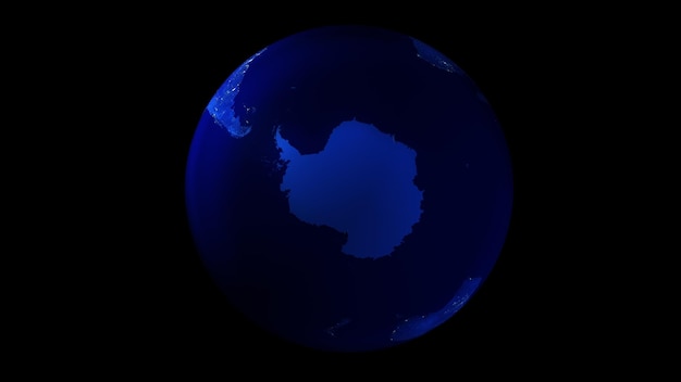 Photo the night half of the earth from space showing antarctica