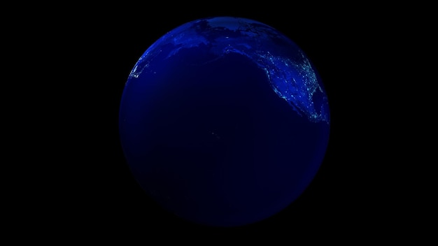 The night half of the earth from space showing north america and asia