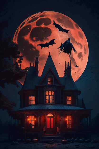 Night of Horror A Halloween House Illustration