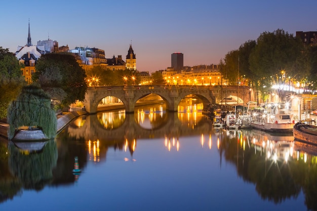 Night Ile de la Cite in Paris France