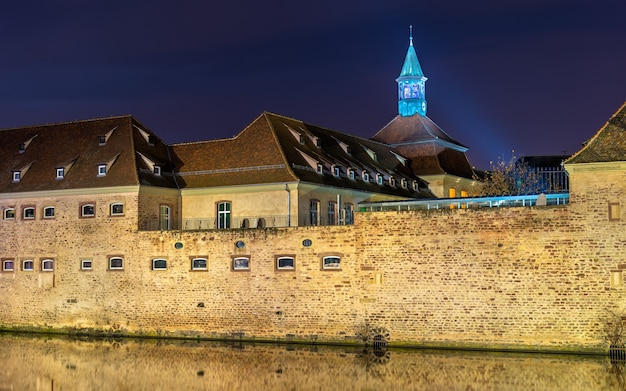 Night illumination of Ecole Nationale d'Administration in Strasbourg - Alsace, France