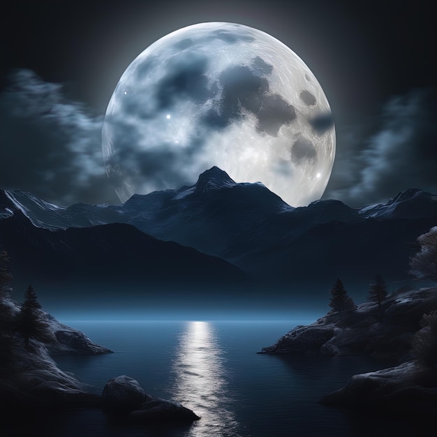 night landscape with moon stars moonlight moon moonlight clouds stars sky full night in full