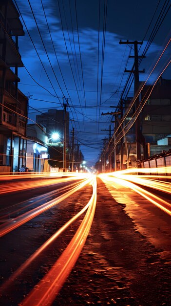 Night light motion travel background bright blue photography abstract speed traffic sky