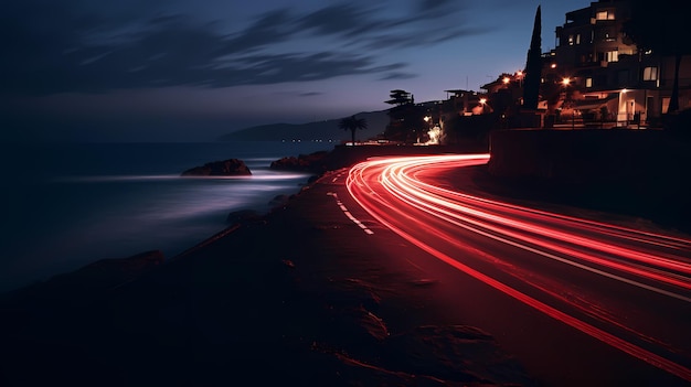 Night light motion travel background bright blue photography abstract speed traffic sky