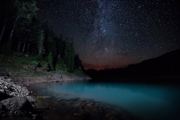 Night on a mountain lake