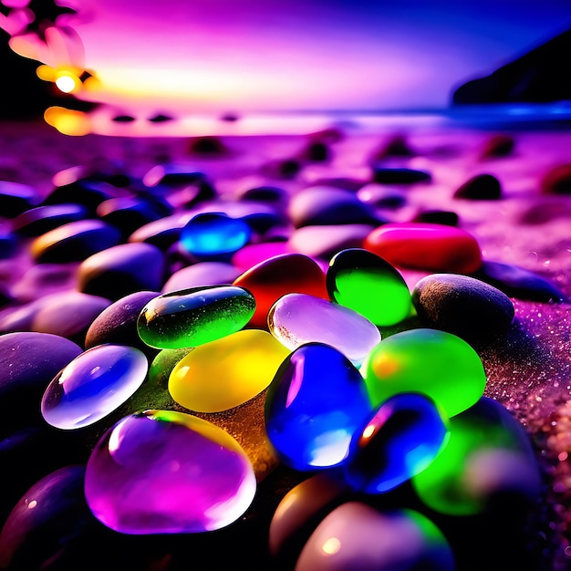 Night neon beautiful colored stones