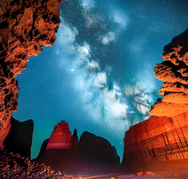 Night panorama of the Milky Way from the island