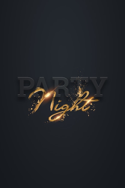 night party lettering in gold letters on dark