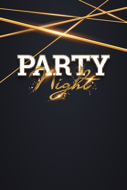 night party lettering in gold letters on dark