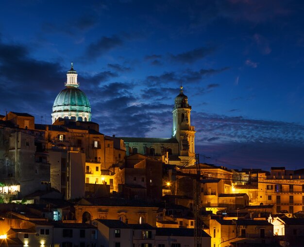 Night Ragusa town view Sicily Italy