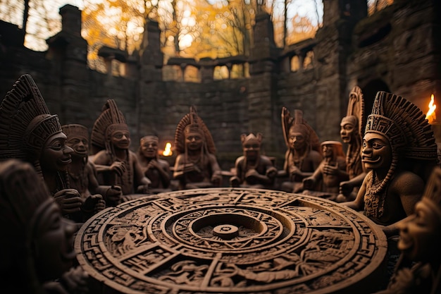 Ночной ритуал Предковые барабаны Песни и духи в круге генеративная IA