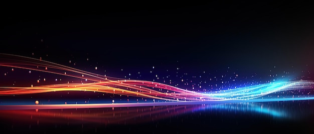 青と赤の光と黒の背景を持つ夜のシーン