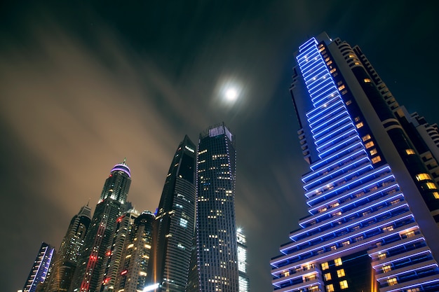 Night scene with city lights from high buildings