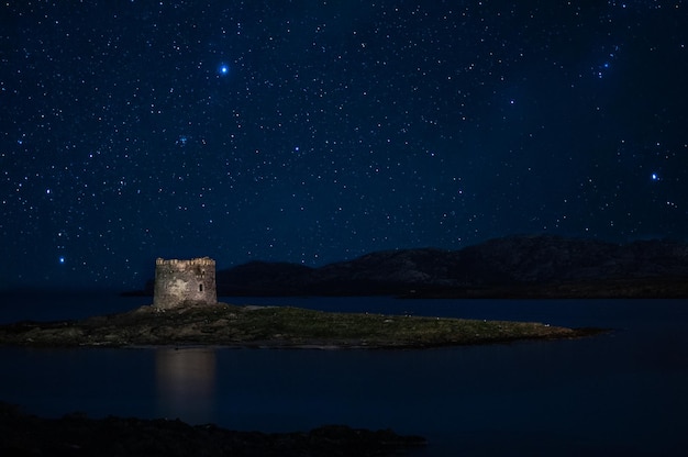 Night seascape with tower