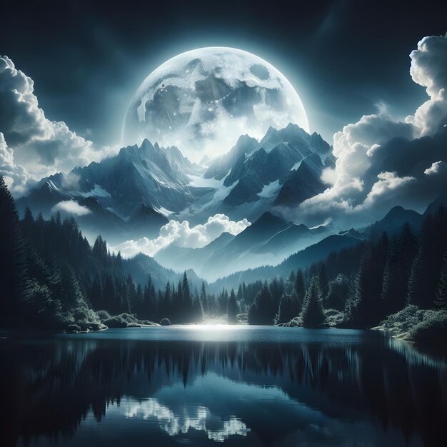 Night seen beautiful moon view