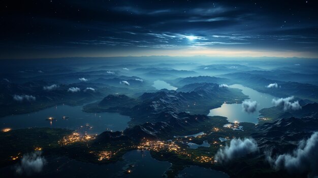 宇宙から見た地球の夜景