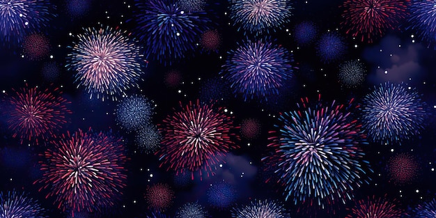 Foto celebrazione di fuochi d'artificio nel cielo notturno sfondo feste di anniversario di natale