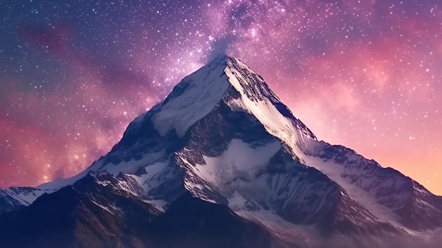 Night sky glows with mountain peak backdrop adventure background