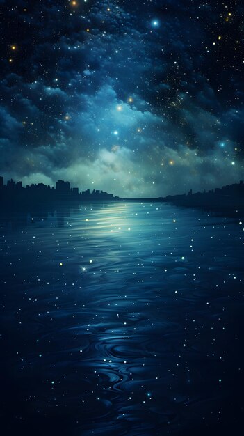 Photo night sky illustration night landscape illustration nightskystarsbeautiful night sky art