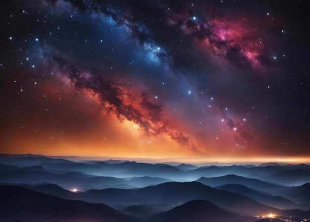 Photo night sky niverse filled with stars nebula and galaxy