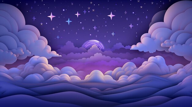 night sky in paper cut style cut out 3d background