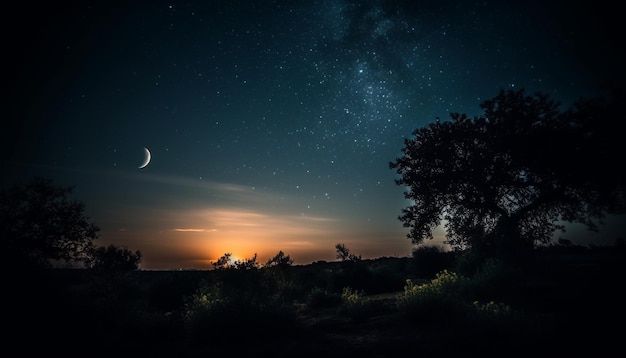 Foto il cielo notturno rivela la bellezza della natura, l'astronomia e la galassia generata dall'intelligenza artificiale.