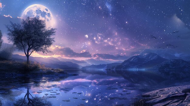 Night Sky Serenity Starlit Sonata by the Lake