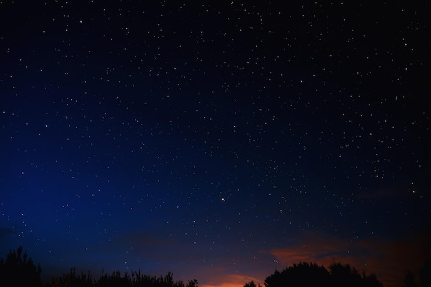 Night sky stars and galaxies in the sky at dusk