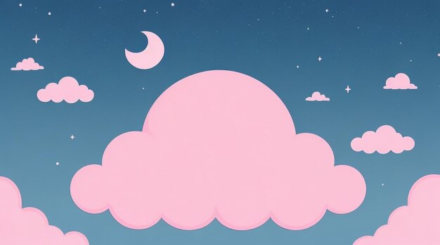 Night Sky and White Clouds Bubblegum Pink Magic