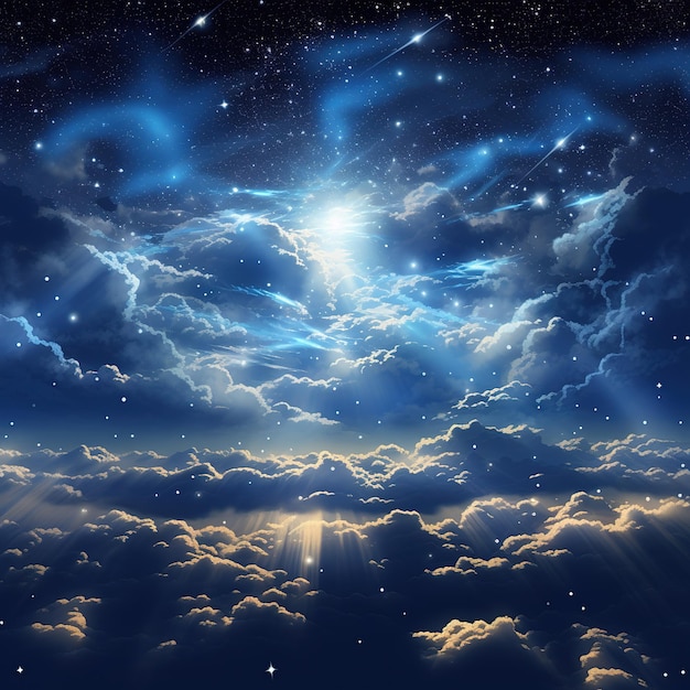 写真 雲と星の夜空 アイが生成した