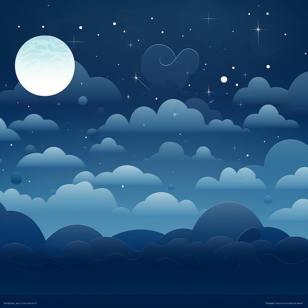 ночное небо с облаками и полной луной