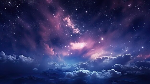 Night sky with clouds and stars abstract natural texture background illustration