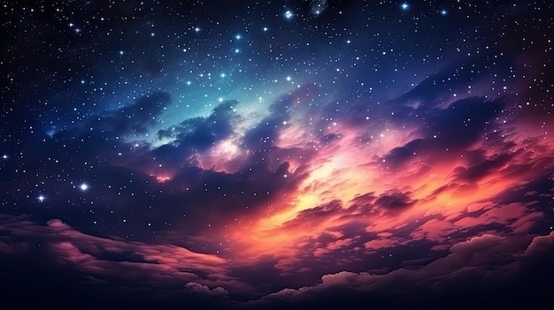 Night sky with clouds and stars abstract natural texture background illustration