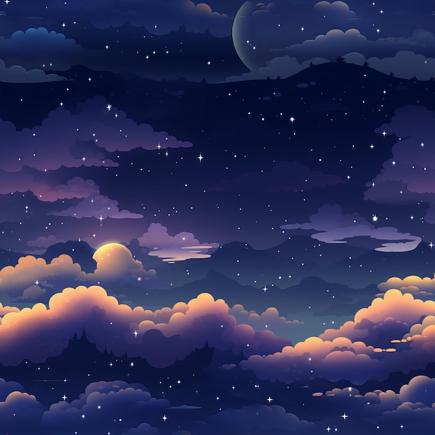 a night sky with clouds and stars